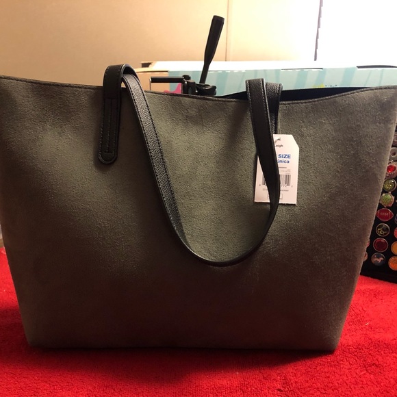 Handbags - Large Green Suede Tote